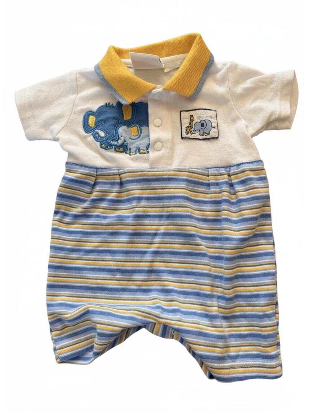 Vintage Small Steps 0-3M Zoo Friends Striped Romper